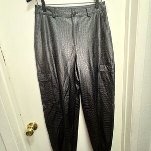 Naked Wardrobe Black Crocodile Cargo Pants